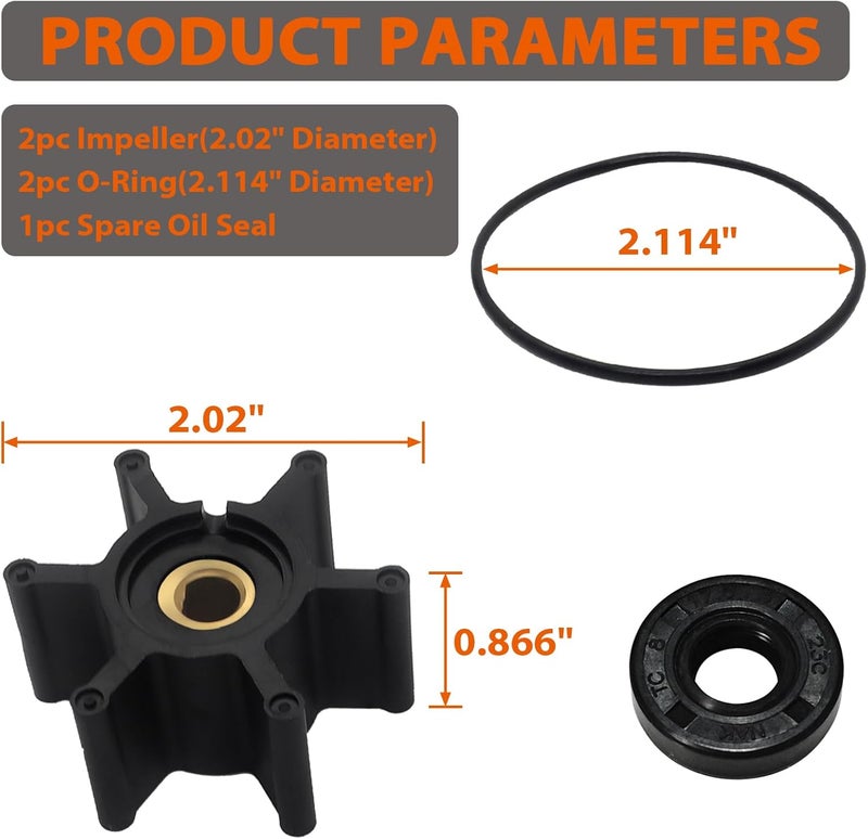 MINIMARU Impeller & O-Ring Kit & Oil Seal Complete Repair Kit, Fully Compatible with Milwaukee M18 Transfer Pumps, Replaces 49-16-2771 (2 impeller set) - Image 2